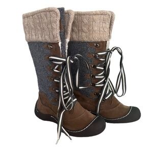 Muk Luks Brown and Gray Lace-Up Women's Boots